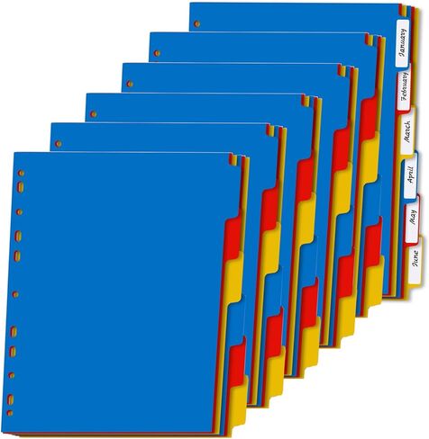 Binder Dividers with 6Tab 6 Sets Plastic Index 11 Hole Dividers for 2 3 4 Ring Binders Letter Size Assorted Colors in Saudi Arabia