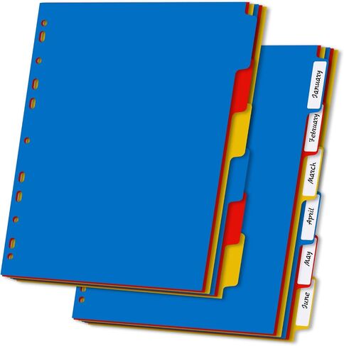 Binder Dividers with 6Tab 6 Sets Plastic Index 11 Hole Dividers for 2 3 4 Ring Binders Letter Size Assorted Colors in Saudi Arabia