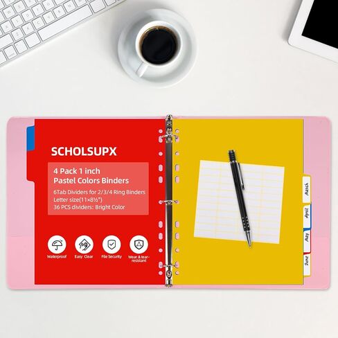 Binder Dividers with 6Tab 6 Sets Plastic Index 11 Hole Dividers for 2 3 4 Ring Binders Letter Size Assorted Colors in Saudi Arabia