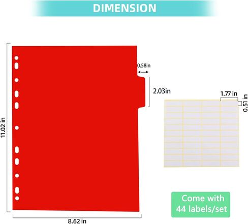 Binder Dividers with 6Tab 6 Sets Plastic Index 11 Hole Dividers for 2 3 4 Ring Binders Letter Size Assorted Colors in Saudi Arabia
