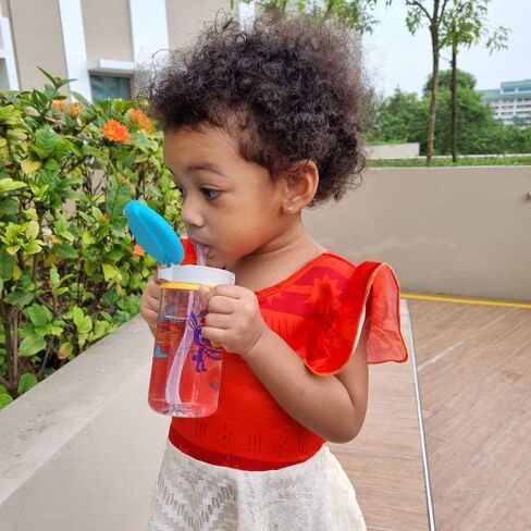 Evorie Tritan Toddler Sippy Cup with Silicone Straw, Spill-Proof Straw Water Bottle for Kids 1-4 Years Old, 10 oz, Removable Handles, Ideal for School in Kuwait