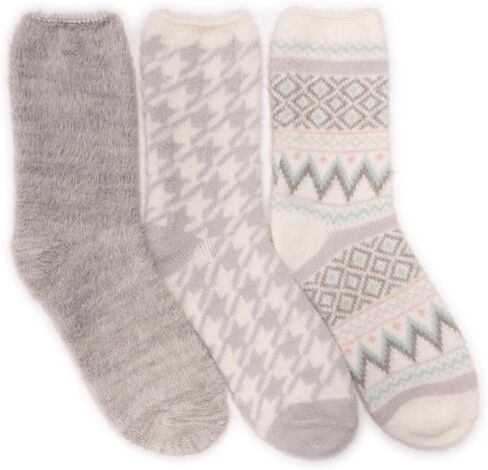 MUK LUKS Women's Set of 3 Fuzzy Yarn Socks in Saudi Arabia