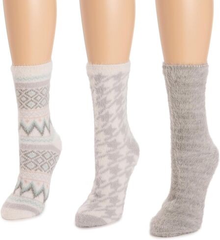 MUK LUKS Women's Set of 3 Fuzzy Yarn Socks in Saudi Arabia