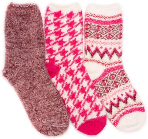 MUK LUKS Women's Set of 3 Fuzzy Yarn Socks in Saudi Arabia