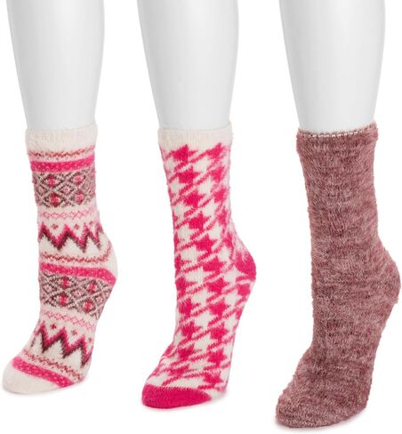 MUK LUKS Women's Set of 3 Fuzzy Yarn Socks in Saudi Arabia