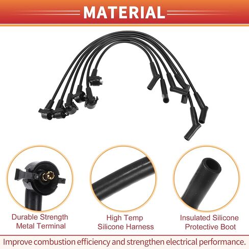 ACROPIX Car Spark Plug Coil Wires الإشعال لفائف تسخير كابل مناسب لفورد رينجر 1998-2000 V6 3.0L NoF8PZ-12259-CA/F8PZ12259CA - حزمة من 6 in Saudi Arabia