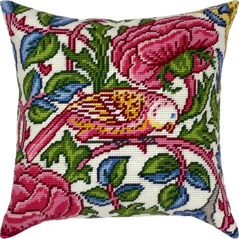 Floral Embroidery Kit for Adults and Beginners — Lodden. Carnations by William Morris 16″ × 16″ with Clear, Precise Printed Design on Cotton Canvas; Includes 2 Needles, Yarn, and Easy-Read Chart in Saudi Arabia