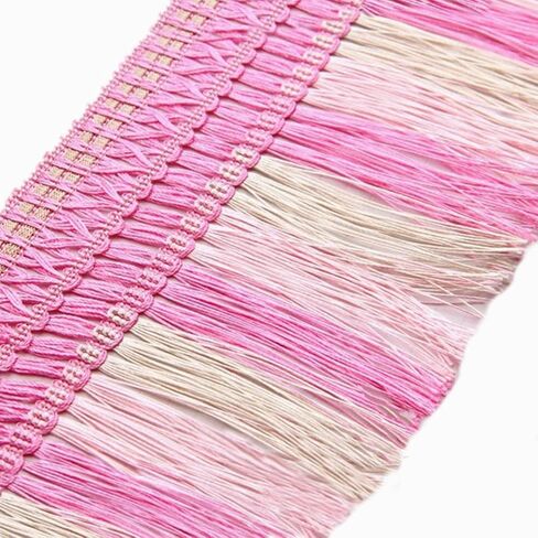 MSCFTFB 12 Yards Tri Colors Thick Tassels Polyester Fringe Tassel Fabric Lace Ribbon Trim Border Width 5inch for Curtain Dressmaking Cushion Sewing Craft (Chocolate+Brown+Beige) in Saudi Arabia
