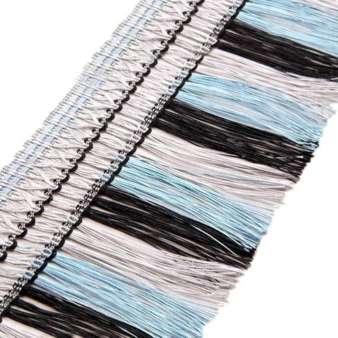 MSCFTFB 12 Yards Tri Colors Thick Tassels Polyester Fringe Tassel Fabric Lace Ribbon Trim Border Width 5inch for Curtain Dressmaking Cushion Sewing Craft (Chocolate+Brown+Beige) in Saudi Arabia