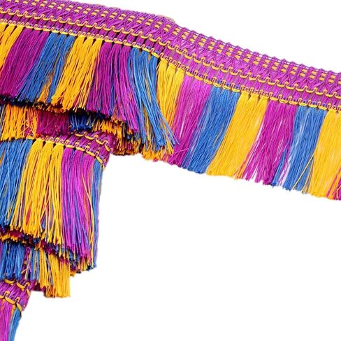 MSCFTFB 12 Yards Tri Colors Thick Tassels Polyester Fringe Tassel Fabric Lace Ribbon Trim Border Width 5inch for Curtain Dressmaking Cushion Sewing Craft (Chocolate+Brown+Beige) in Saudi Arabia
