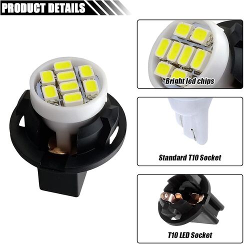 10PCS T10 194 168 Car Dash Instrument LED Light Bulbs with Twist Lock Socket, Bright Panel Gauge Cluster Dashboard Light Bulbs, Car Interior Replacement Bulbs for Map Dome Lights (Pink&Purple) in Saudi Arabia