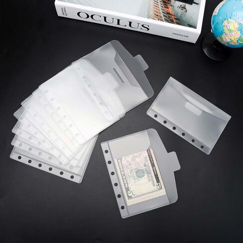 12pcs A6 Cash Envelopes with Lids Zipless A6 Binder Pockets Dividers Frosted PP Loose Leaf Bags Pouches Binder Inserts for 6 Ring Binders in Saudi Arabia