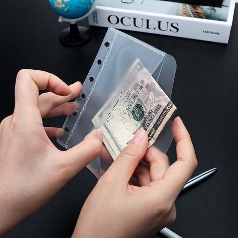 12pcs A6 Cash Envelopes with Lids Zipless A6 Binder Pockets Dividers Frosted PP Loose Leaf Bags Pouches Binder Inserts for 6 Ring Binders in Saudi Arabia