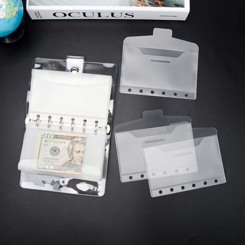 12pcs A6 Cash Envelopes with Lids Zipless A6 Binder Pockets Dividers Frosted PP Loose Leaf Bags Pouches Binder Inserts for 6 Ring Binders in Saudi Arabia