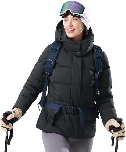 CAMLE CROWN Women's Puffer Jacket Coat Winter Warm Hooded Jacket Down Jacket Outerwear in Kuwait