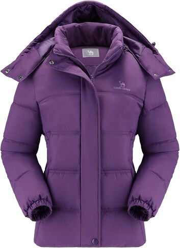 CAMLE CROWN Women's Puffer Jacket Coat Winter Warm Hooded Jacket Down Jacket Outerwear in Kuwait