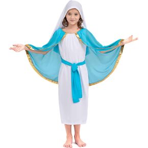 MISS FANTASY Virgin Mary Costume for Girls and Biblical Costume for Kids Girls Nativity Dresses up