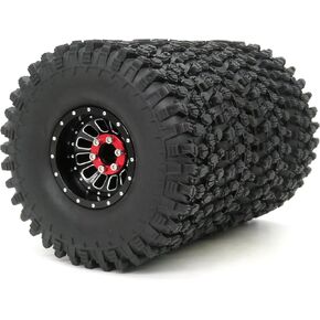 HOBBYSOUL RC 1.9 Tires Height 4.72'' Tyres & Aluminium 1.9 Beadlock Wheels Adjustable 4 Negative Offsets Black Rims For 1:10 Mud Crawler TRX4 SCX10 Gen8,(4-Pack)