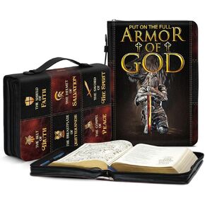 Bible Covers for Men - Armor of God Bible Cover - Christian Bible Cover with Faith Scripture - Religious Appreciation Gifts for Pastor, Father's Day Gifts (B - Armor of God, Large)