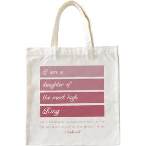 Bible Tote Bags for Women girls, Pink Bible Verse, Christian Tote Bags, I am a Daughter of the Most High King 2 Corinthians 6 : 18, Religious Canvas Tote Bag Gifts for Girls Bag, Christian Gift