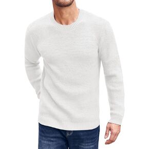 كنزة صوفية رجالية بأكمام طويلة ورقبة دائرية من Beotyshow كاجوال ذات ملمس ثقيل الوزن in Kuwait