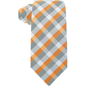 Scott Allan Collection Orange Tie for Men | Stripe Plaid Necktie Orange and Gray Tie's | Corbatas Paras Hombre Elegantes