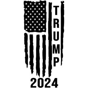 WSQ Trump 2024 Distressed Flag Black Vinyl Premium Quality Black for Car Bumper Truck Van SUV Window Wall Boat Cup Tumblers Laptop or Any Smooth Surface Size 5 Inches