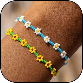 Daisy Bracelet Stackable Beaded Bracelets for Women Dainty Gold Pearl Bracelet Princess Daisy Costume for Women Trendy Accessories