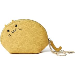 Doris&Jacky Leather Zipper Coin Purse Lovely Cat Design Coin Pouch And Wallet With Keychain (2-Light Pink)