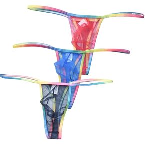 Men's See Through Mesh Thong Underwear Low Rise Sexy G-String Panties Bulge Pouch T-Back Thongs