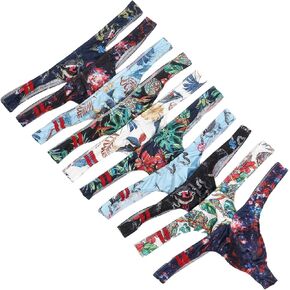 Faringoto Men's Sporty Bikini Thongs Printed T-Back G-String