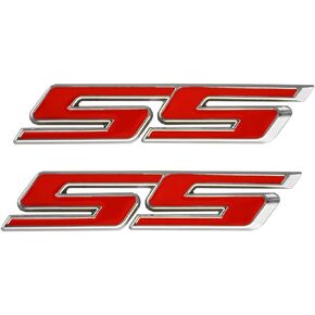 MMUNNA 2pcs SS Emblems Metal 3D Side Trunk Badge Decal Sticker Logo Replacement for Camaro SS Series Truck (Chrome)