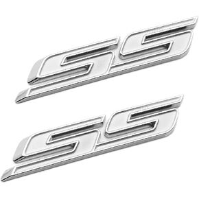 MMUNNA 2pcs SS Emblems Metal 3D Side Trunk Badge Decal Sticker Logo Replacement for Camaro SS Series Truck (Chrome)
