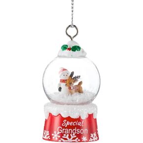 The Bridge Collection 2.5" Snow Globe Special Grandson Christmas Ornament - Delightful Snow Globe Keepsake for Grandsons
