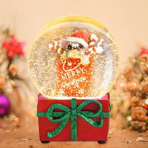 Christmas Snow Globe Carriage Snow Globe Color Changing Lighted Musical Water Globe with Snowman&Sledge and Skating Pond Decor Resin Glass Balls Table Decor, for Kids/Woman