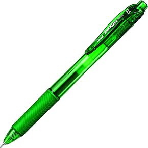Pentel 0.5mm EnerGel-X Retractable Liquid Gel Pen with Needle Tip and Green Ink, Box of 12 (BLN105-D)