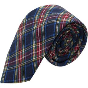 Traditional Navy Blue Tartan Necktie, Check, Plaid