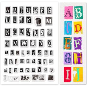 PH PandaHall Letter Clear Stamps for Card Making, Alphabet Rubber Stamps Transparent Paper Craft Stamps Irregular Alphabet Stamps for DIY Scrapbooking Stamps Decoration Photo Card Album Crafting