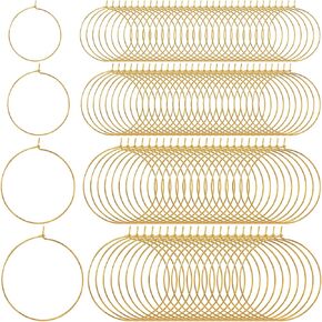 120PCS Earring Beading Hoops, 20/25/30/35mm Silver Earring Finding Rings Hypoallergenic, Open Hoop Round Earring Beading for DIY Jewelry Making Crafts for Women