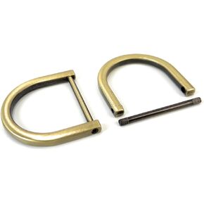 4 Pcs Heavy Duty D Rings Screw in Shackle 1-1/2 Inch Brass U Shape Replacement D Ring for Purse Keychain Dog Collar