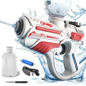 مسدس مياه كهربائي، مسدسات رش أوتوماتيكية قابلة لإعادة الشحن يصل مداها إلى 26 قدمًا، مسدسات رش قوية بزر واحد للأطفال والكبار في الصيف وحفلات السباحة والشاطئ والأنشطة الخارجية، أزرق in Kuwait