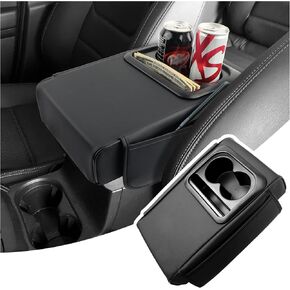 Multifunctional Center Console Cover as Center Console Cup Holder,PU Leather Arm Rest Cover for Car with 2 Pocket Car Armrest Storage Box,Universal Middle Console Cover Car Accessories