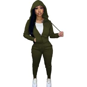 PINSV Womens Two Piece Outfits Sweatsuits Sets Long Sleeve Zip Up Hoodie Sweatpants Jogging Suits Casual Tracksuits