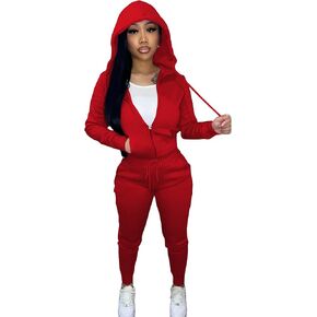 PINSV Womens Two Piece Outfits Sweatsuits Sets Long Sleeve Zip Up Hoodie Sweatpants Jogging Suits Casual Tracksuits
