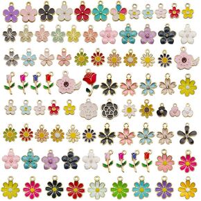 WOCRAFT 120pc Assorted Enamel Bracelet Honeycomb Bee Charms for Jewelry Making Crafts DIY Necklace Bracelet Keychain Crafting Charms Kit (SN814)