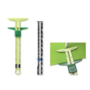 Sewing Rulers and Guides for Fabric 2 Pieces 5-in-1 Sliding Sewing Ruler Set Gauge Measuring Tool for Fabric Quilting Seam Guide Hemming Marker Knitting Crafting Tools Sewing Beginner Supplies