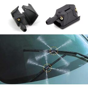 قطعتان من فوهة الزجاج الأمامي للسيارة، بخاخ رباعي الاتجاهات، تركيب ذراع آلة التنظيف لحلقة وسادة الفوهة، مناسبة لشفرة المساحات لمعظم السيارات (أسود) in Kuwait