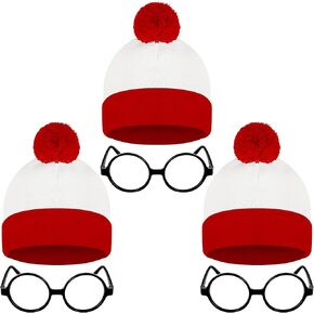 مجموعة أزياء الهالوين، مجموعة نظارات قبعة مخططة باللونين الأحمر والأبيض، إكسسوارات أزياء الهالوين ذات النظارات السوداء in Kuwait