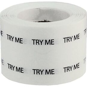 Metallic Silver Try Me Stickers, 1/2 Inch Round, 1000 Labels on a Roll