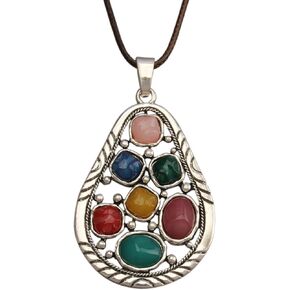 Boho Necklaces for Women Cord Necklace with Pendant Long Silver Necklace Vintage Sweater Necklace Hippie Jewelry for Women Gifts